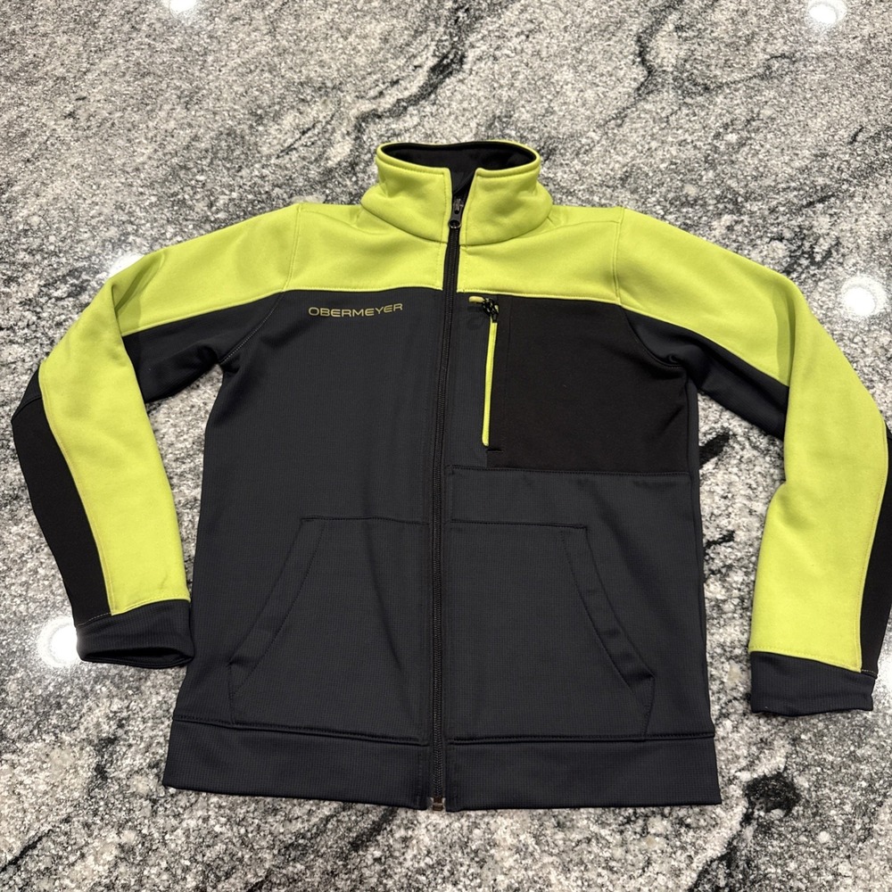 Obermeyer Boy's Rev Fleece Jacket in Green/Black Size‎ Medium L81313 #1009